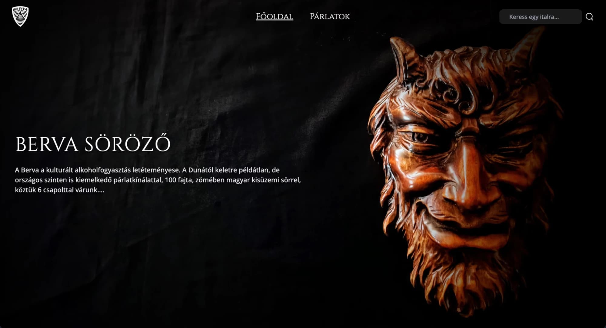 Berva Söröző — A premium spirits bar's digital identity — dark, atmospheric, and searchable