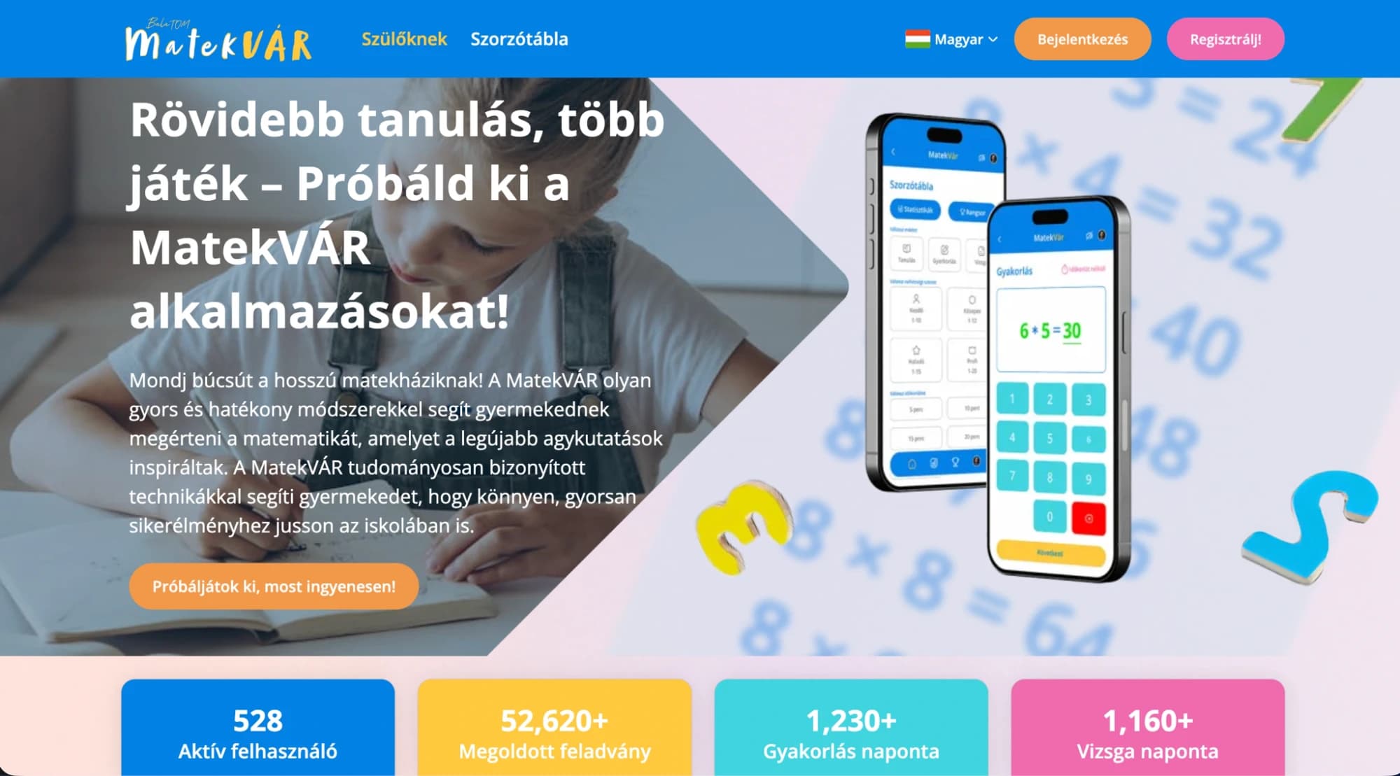 MatekVÁR — Making math feel like play for Hungarian children — web and mobile